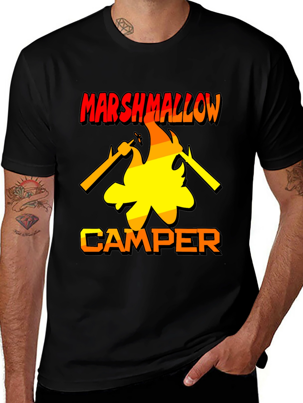 Marshmallow Camper T-Shirt - Bonfire Camping Tee