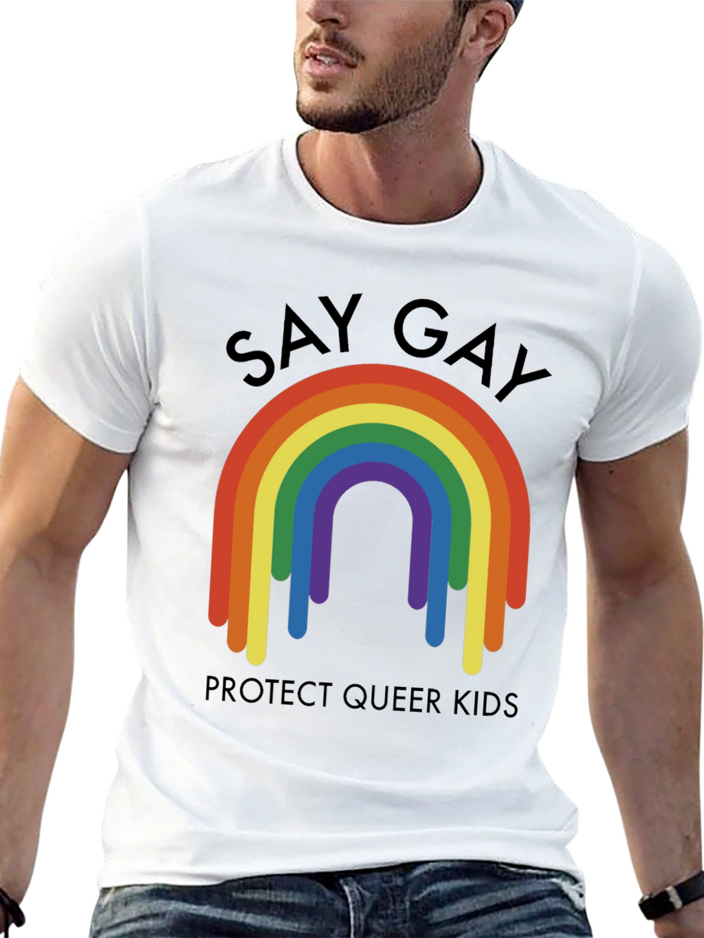 Say Gay Protect Queer Kids Rainbow T-Shirt