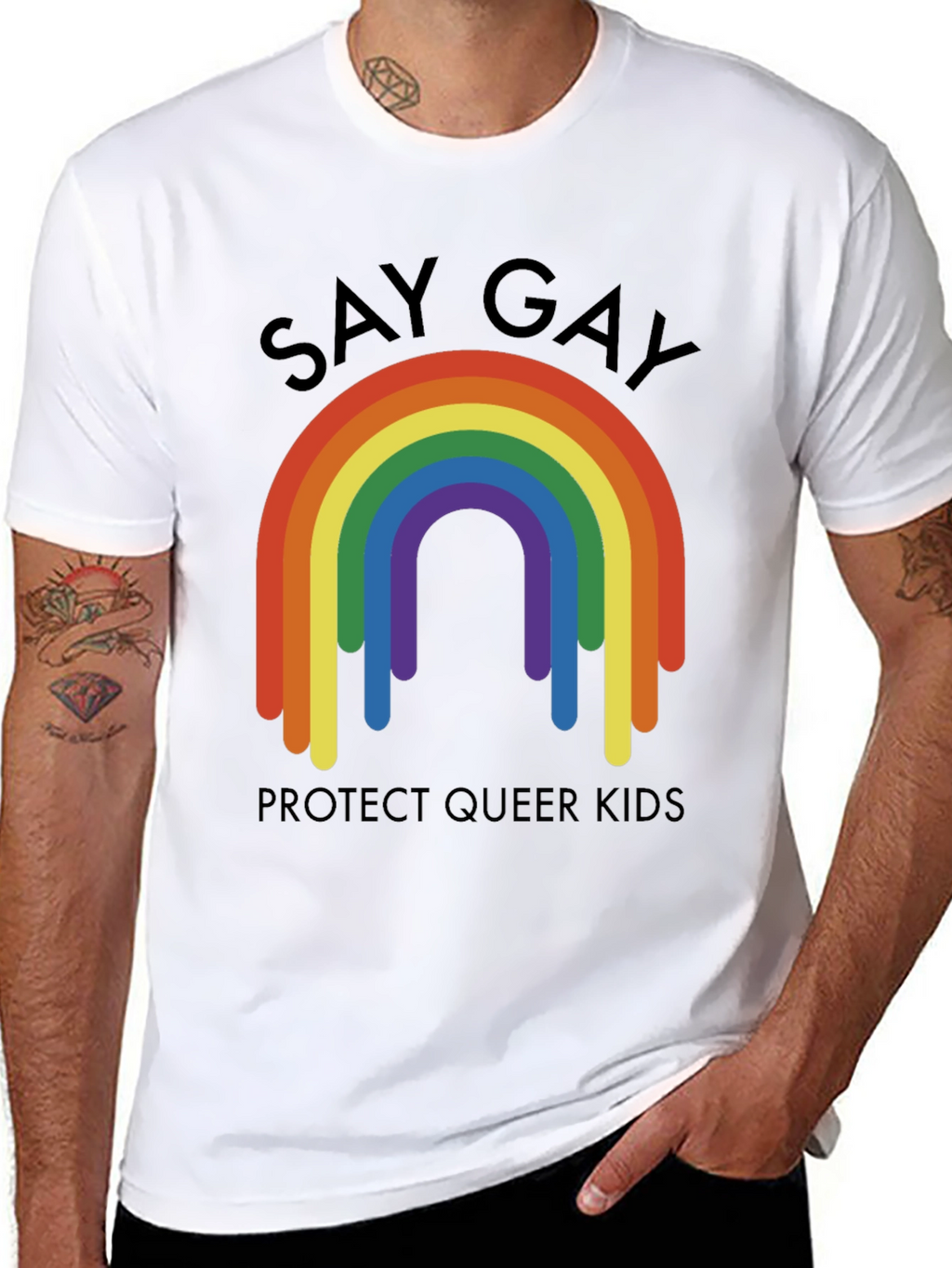 Say Gay Protect Queer Kids Rainbow T-Shirt