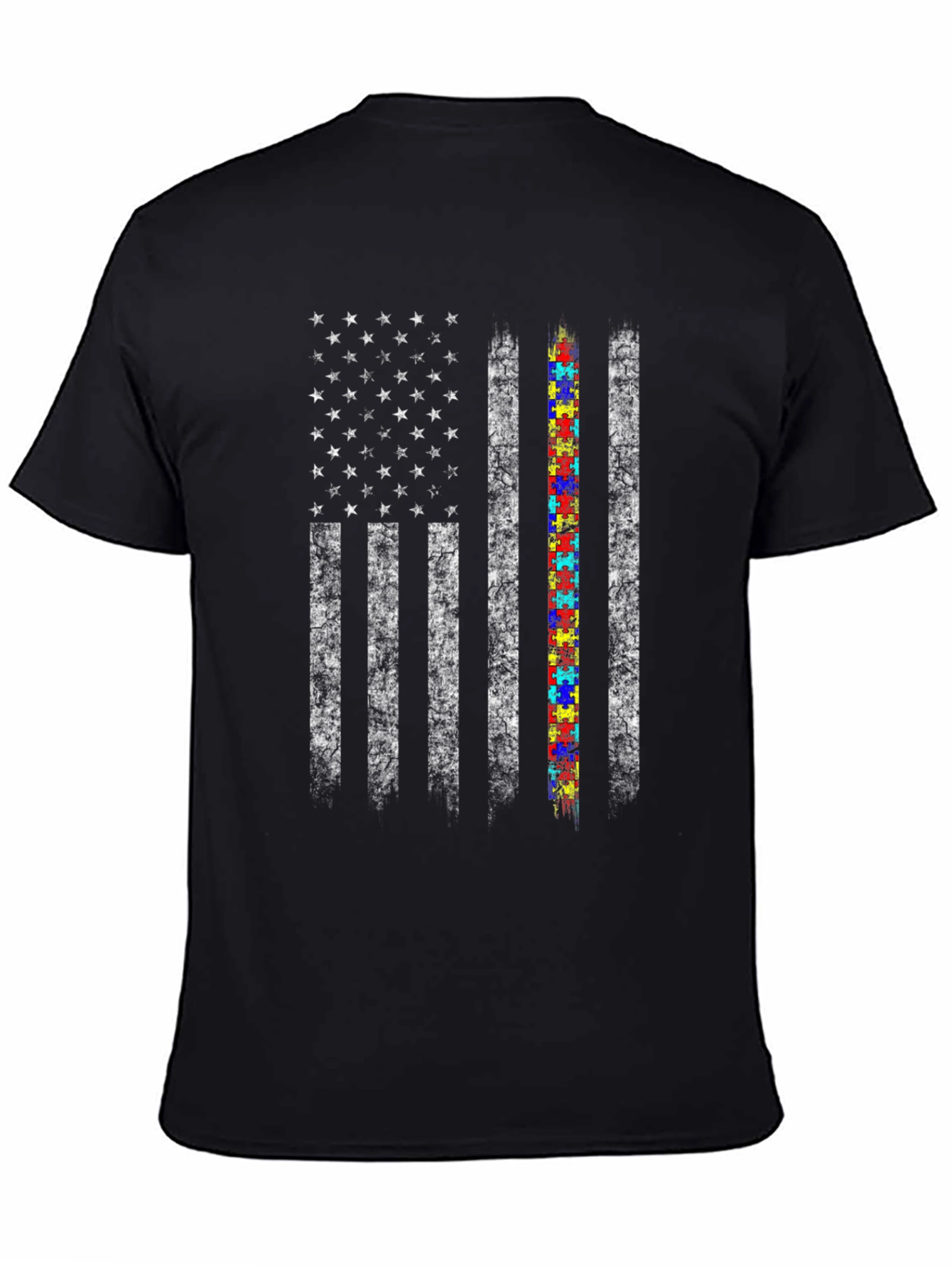 Autism Awareness American Flag T-Shirt