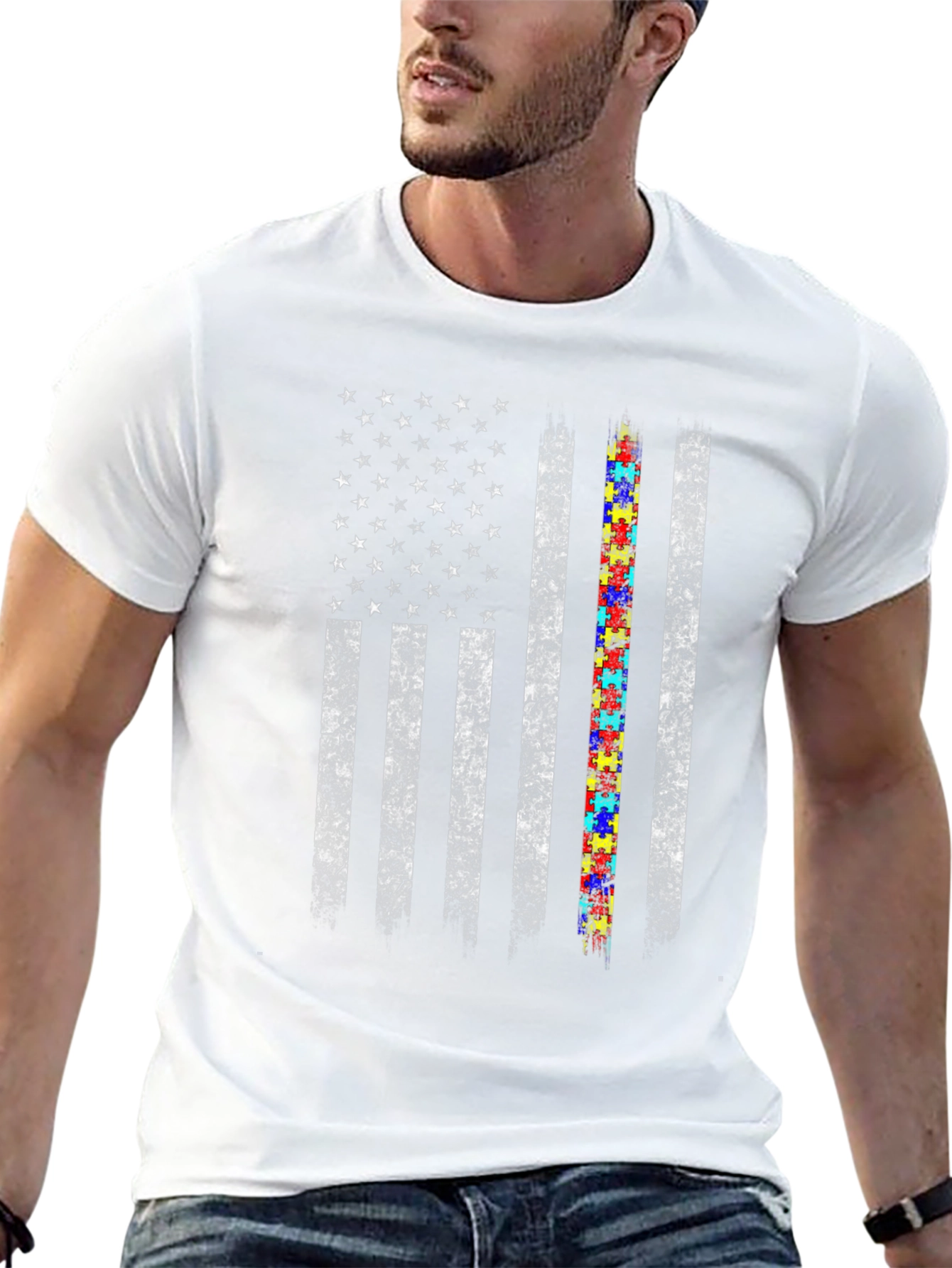 Autism Awareness American Flag T-Shirt