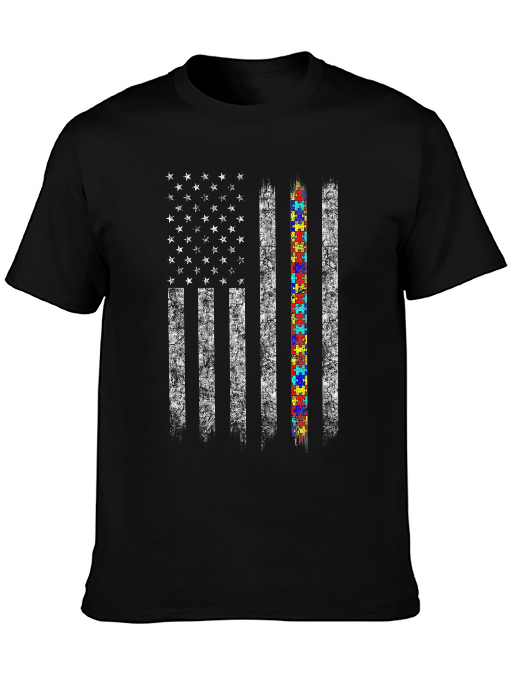 Autism Awareness American Flag T-Shirt