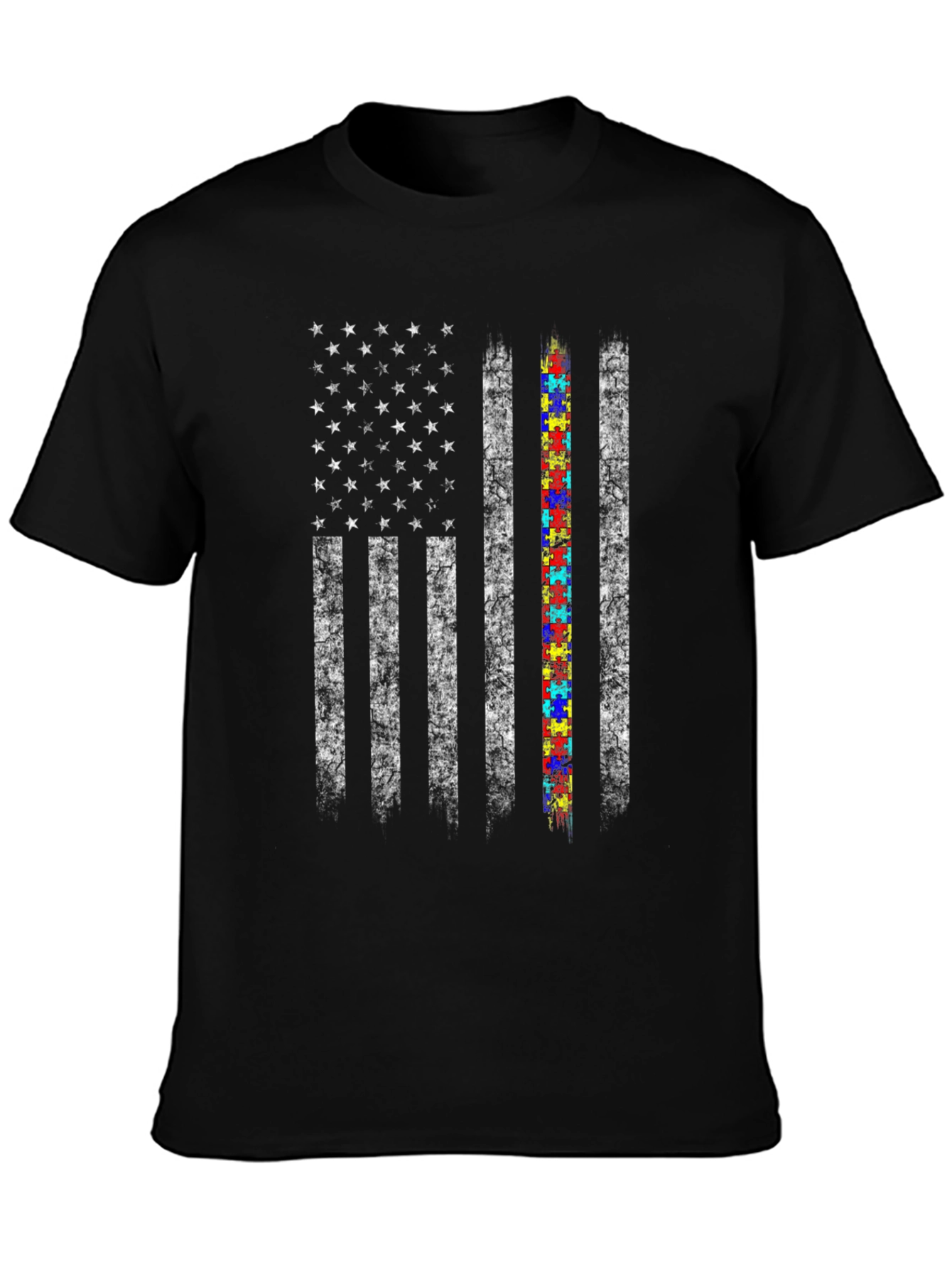 Autism Awareness American Flag T-Shirt