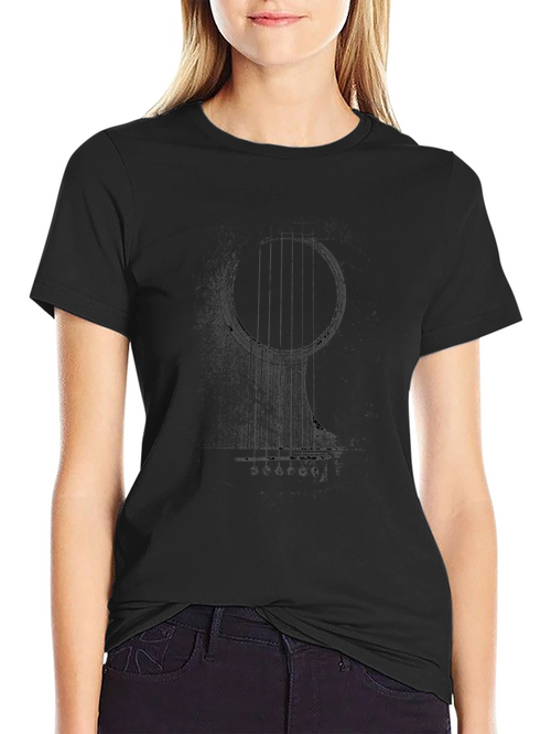 Abstract Guitar Graphic Tee - Black Cotton Blend