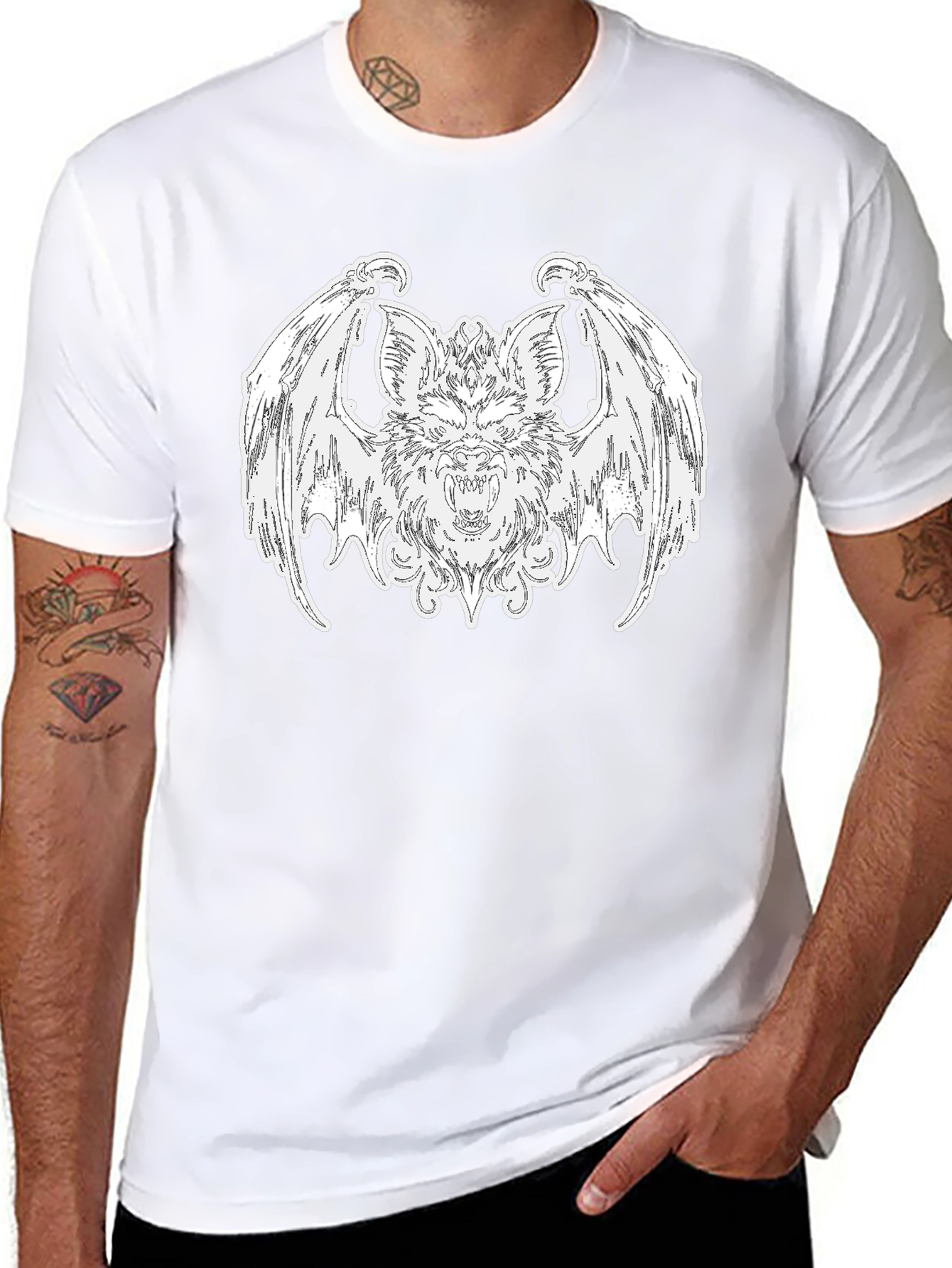 Bat Graphic Tee - Gothic Style