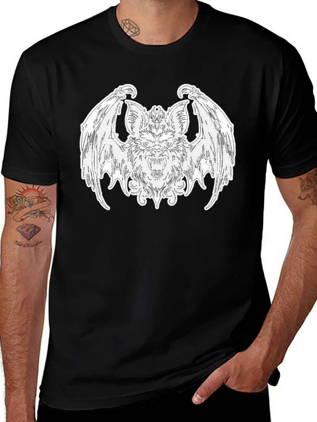 Bat Graphic Tee - Gothic Style