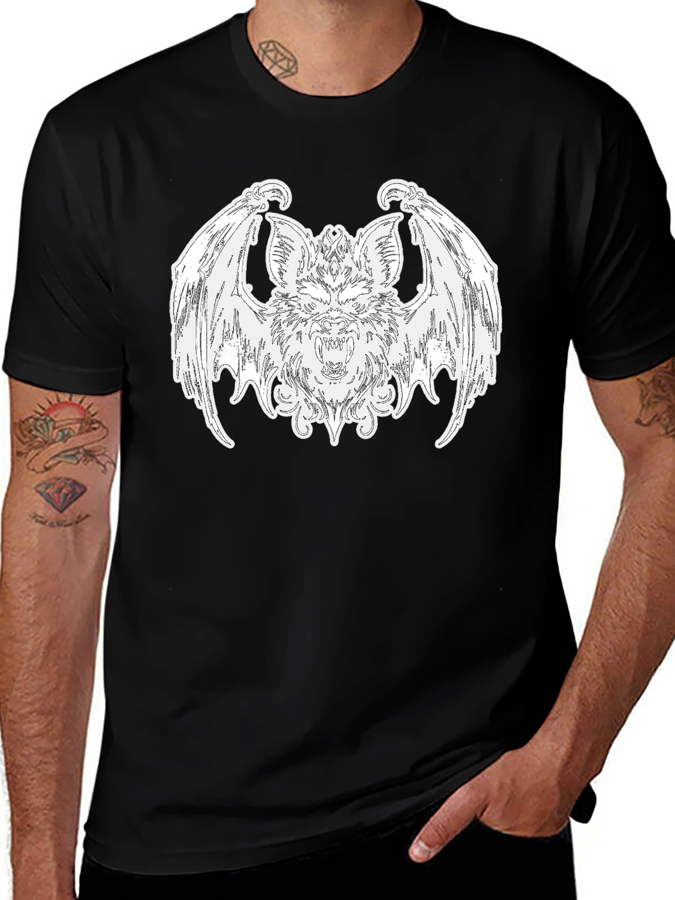 Bat Graphic Tee - Gothic Style