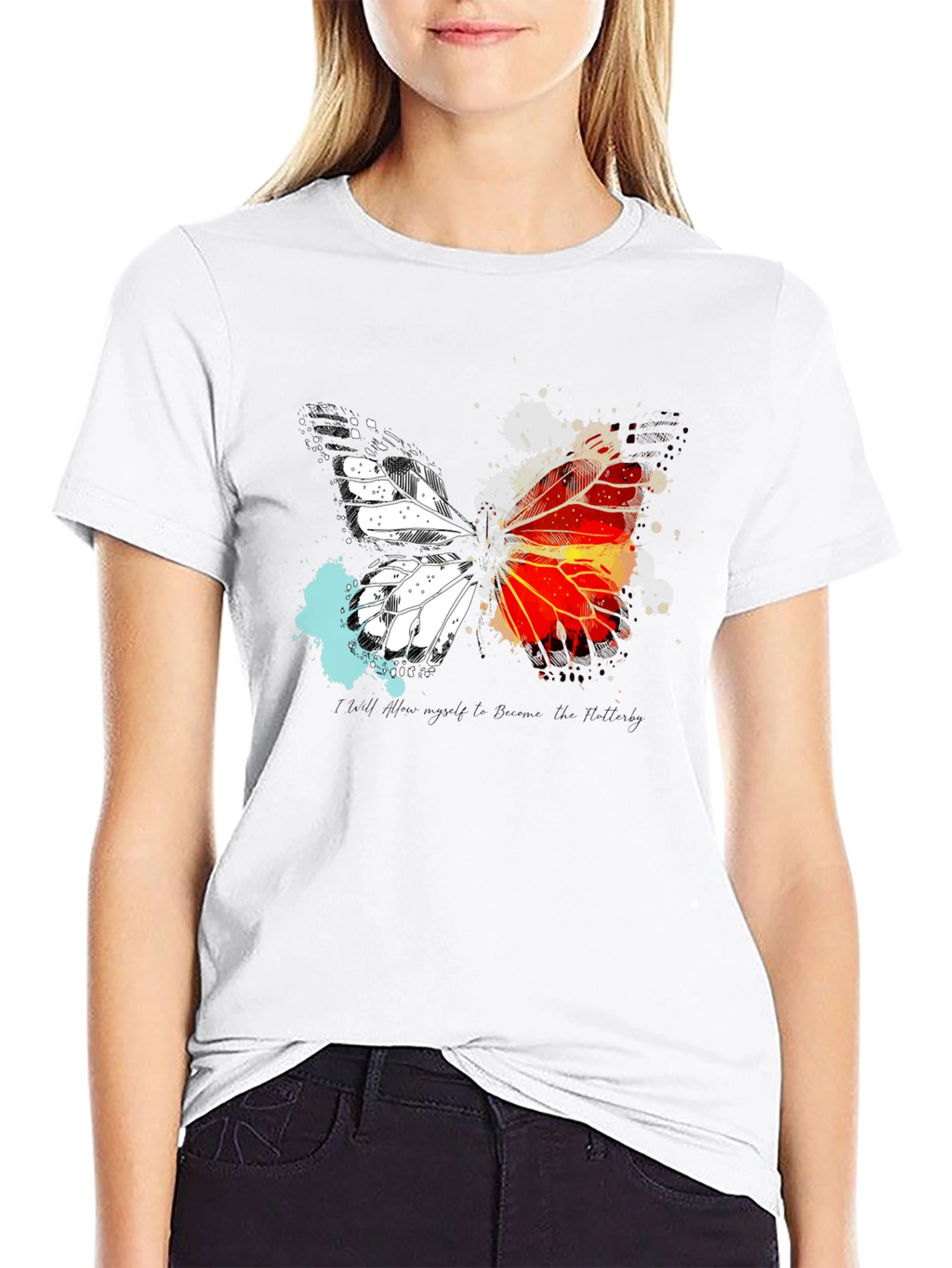 Butterfly Graphic Print Crew Neck T-Shirt