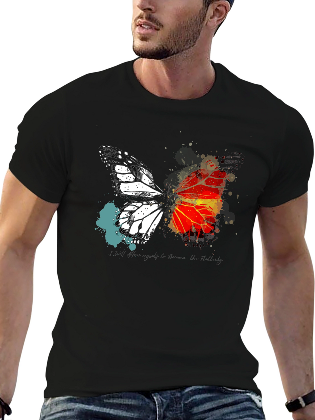 Butterfly Graphic Print Crew Neck T-Shirt