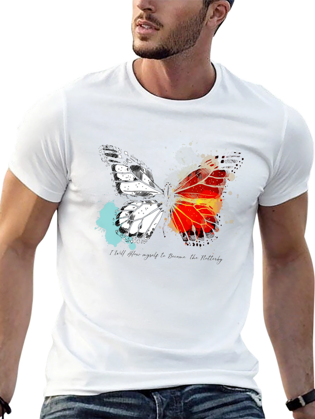 Butterfly Graphic Print Crew Neck T-Shirt