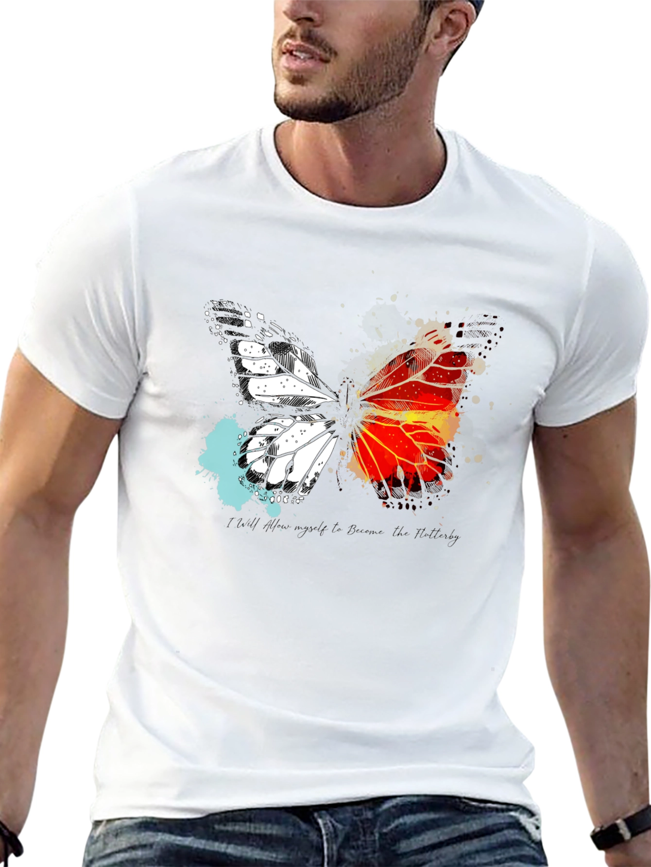 Butterfly Graphic Print Crew Neck T-Shirt