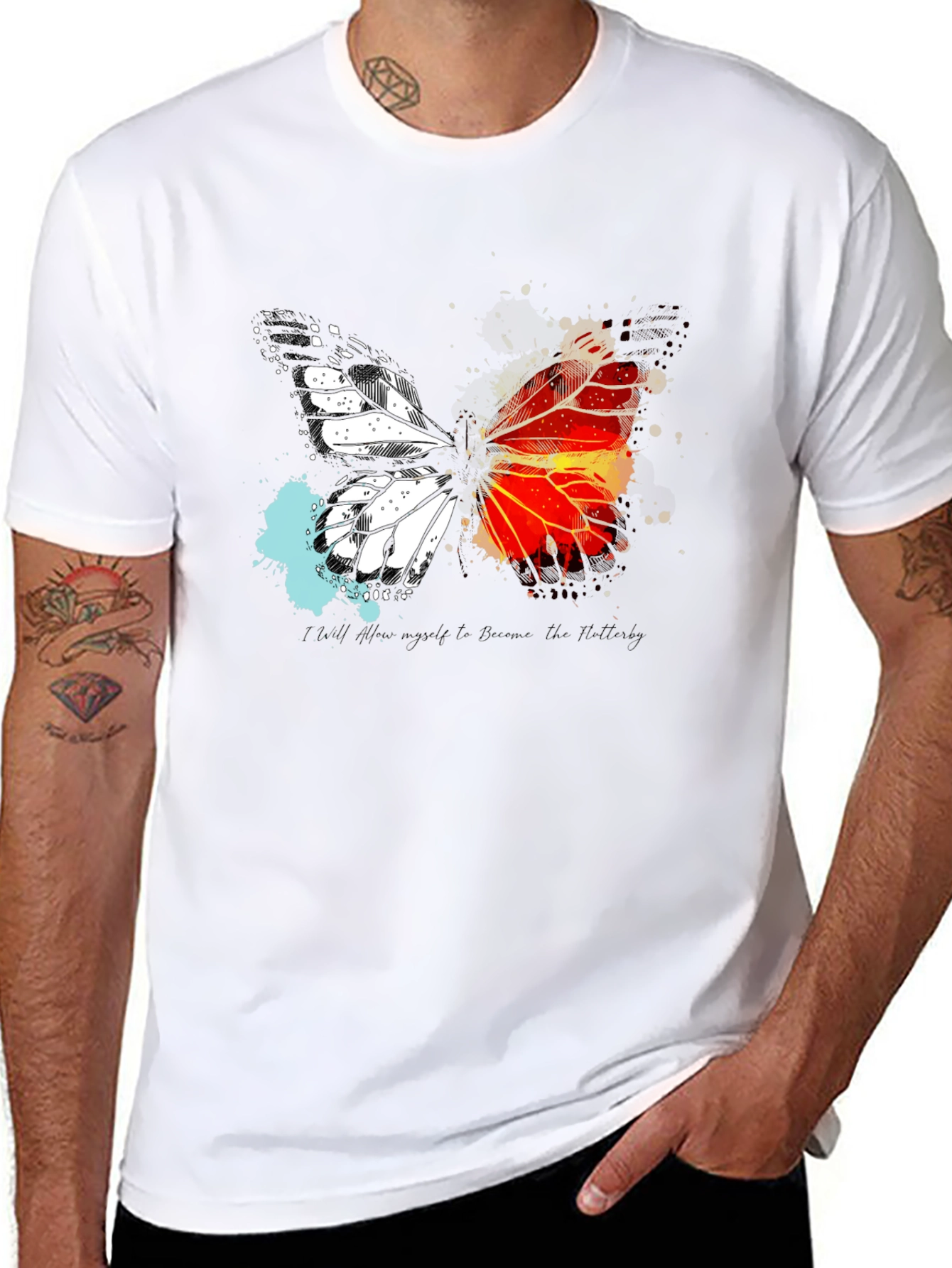 Butterfly Graphic Print Crew Neck T-Shirt
