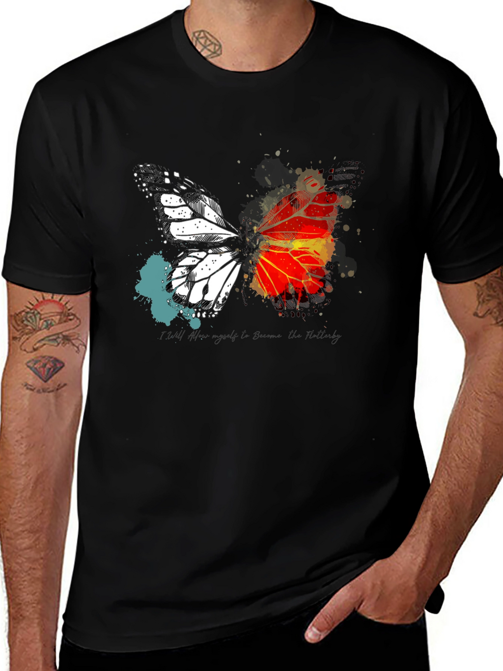 Butterfly Graphic Print Crew Neck T-Shirt