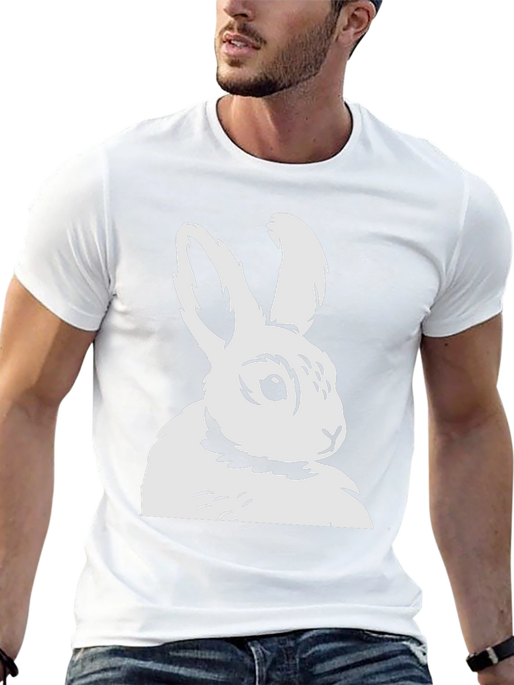 Bunny Graphic Tee - Black Cotton T-Shirt