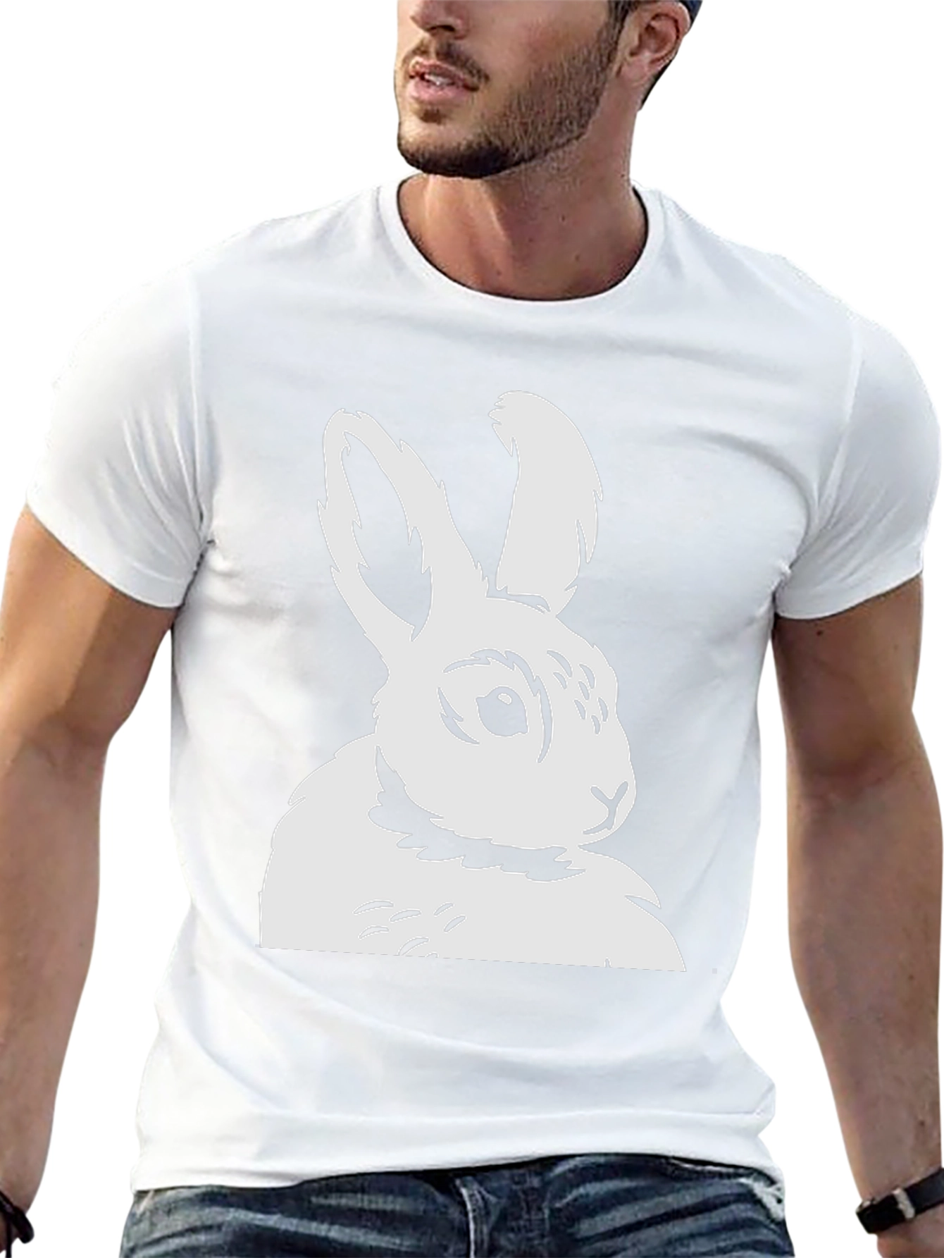 Bunny Graphic Tee - Black Cotton T-Shirt