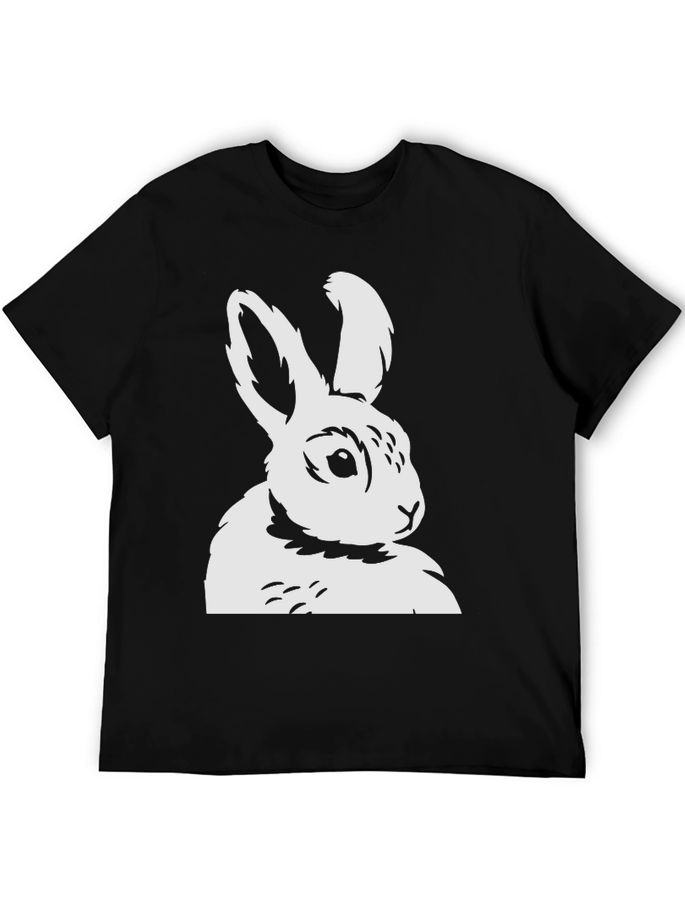 Bunny Graphic Tee - Black Cotton T-Shirt