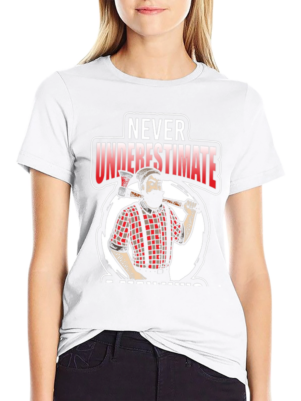 Never Underestimate A Man With An Axe Black T-Shirt