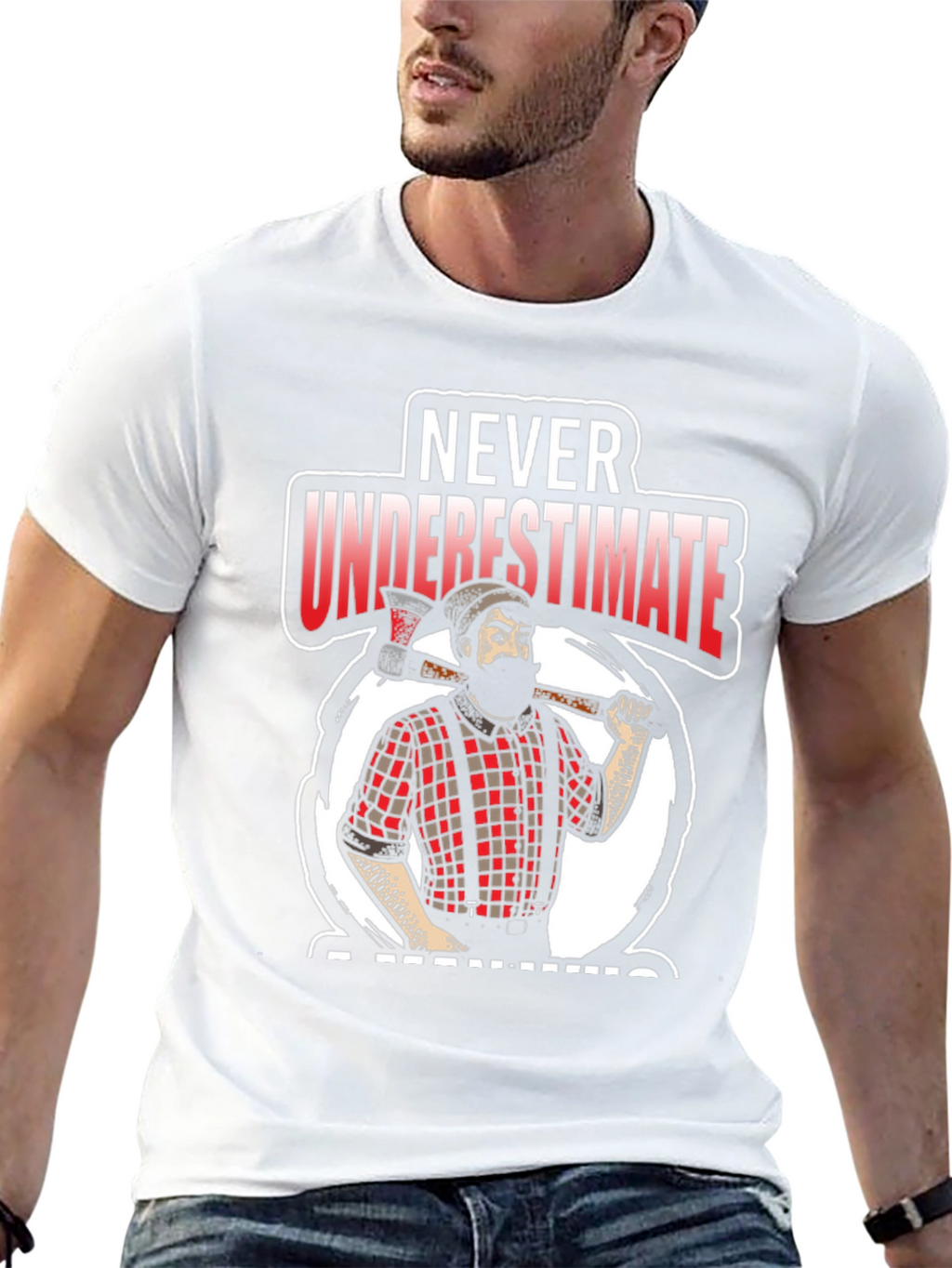 Never Underestimate A Man With An Axe Black T-Shirt