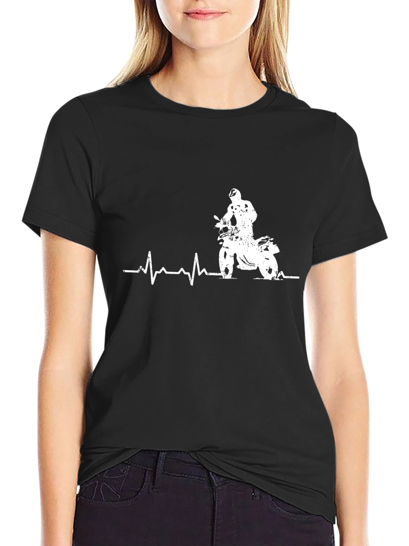Motorcycle Heartbeat Graphic T-Shirt - Ride On!