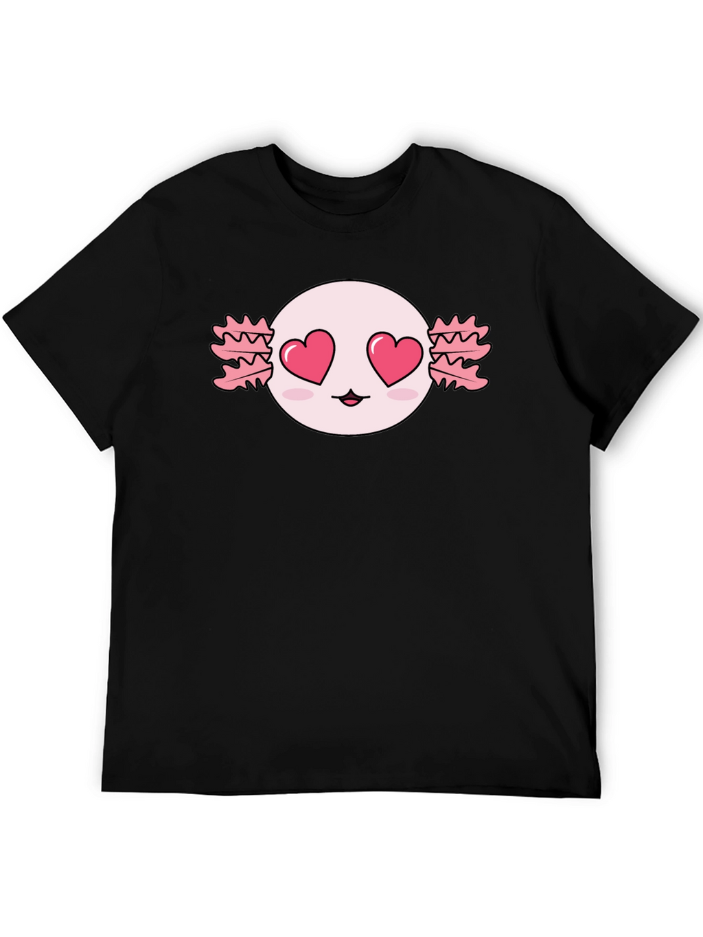 Axolotl Heart Eyes T-Shirt - Kawaii Black Tee