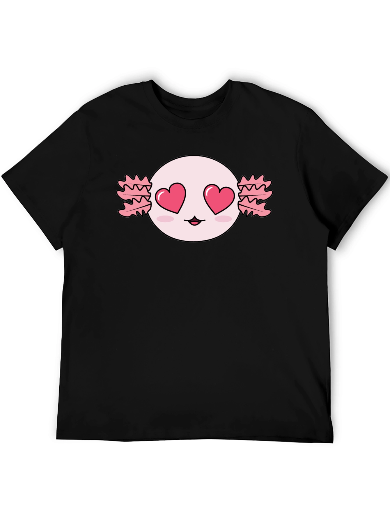 Axolotl Heart Eyes T-Shirt - Kawaii Black Tee