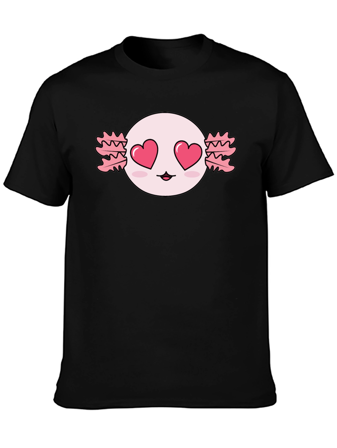 Axolotl Heart Eyes T-Shirt - Kawaii Black Tee