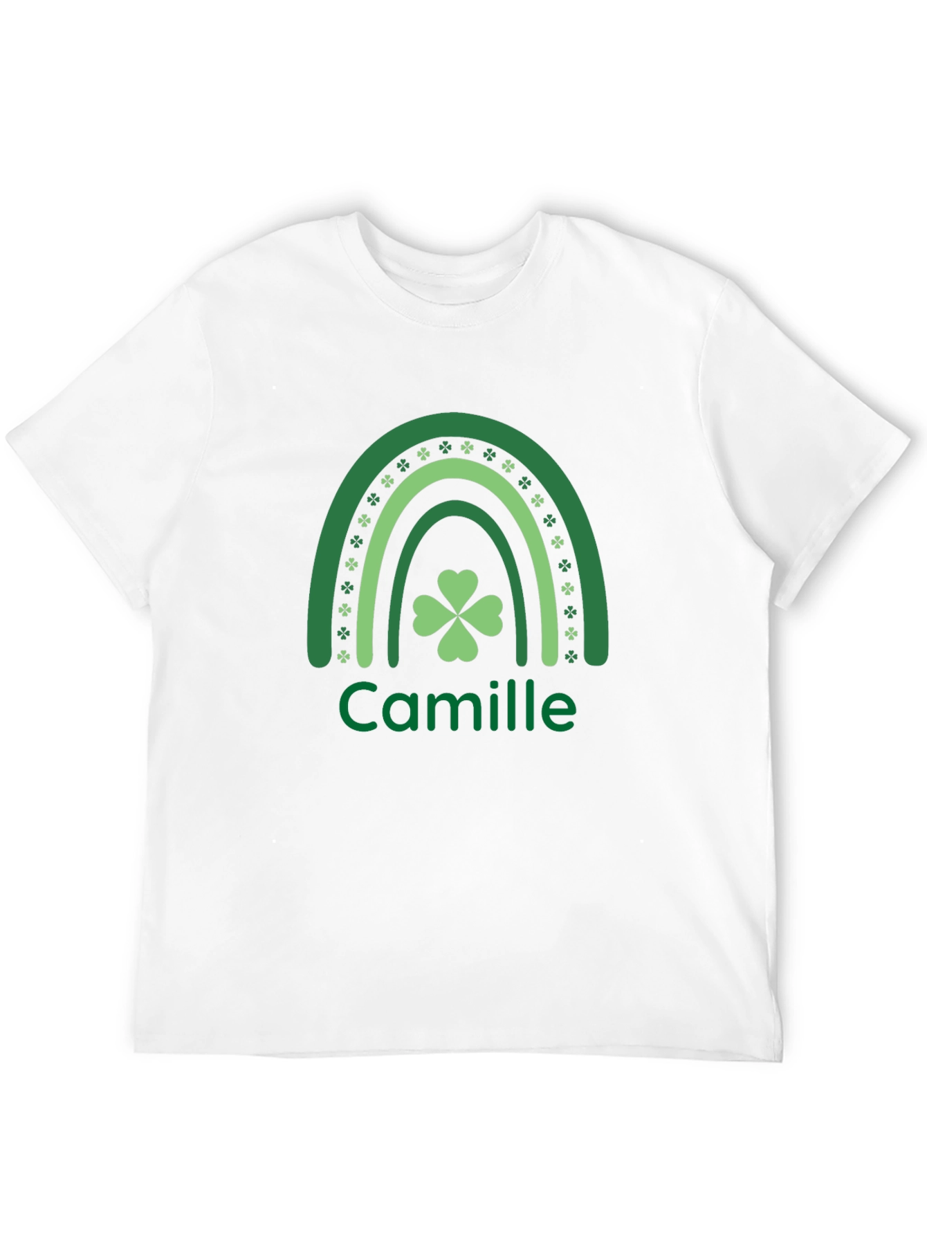 Camille St. Patricks Day Shamrock Rainbow Personalized T-Shirt