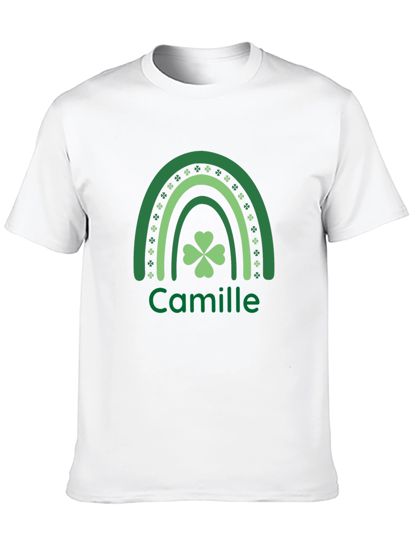 Camille St. Patricks Day Shamrock Rainbow Personalized T-Shirt