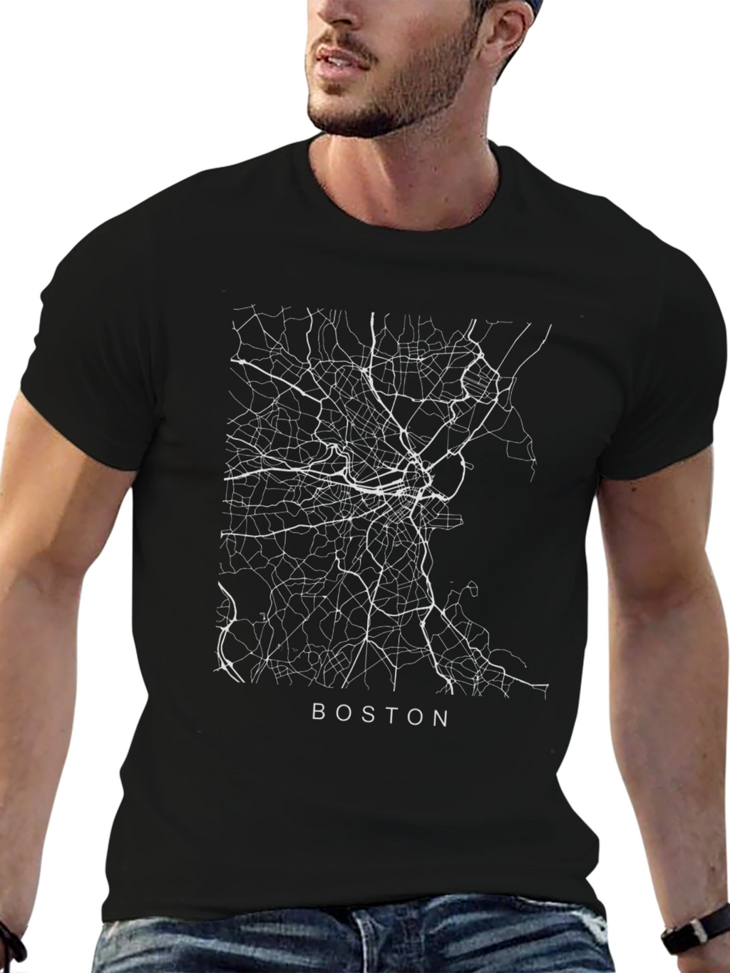 Boston Map T-Shirt - City Streets Design