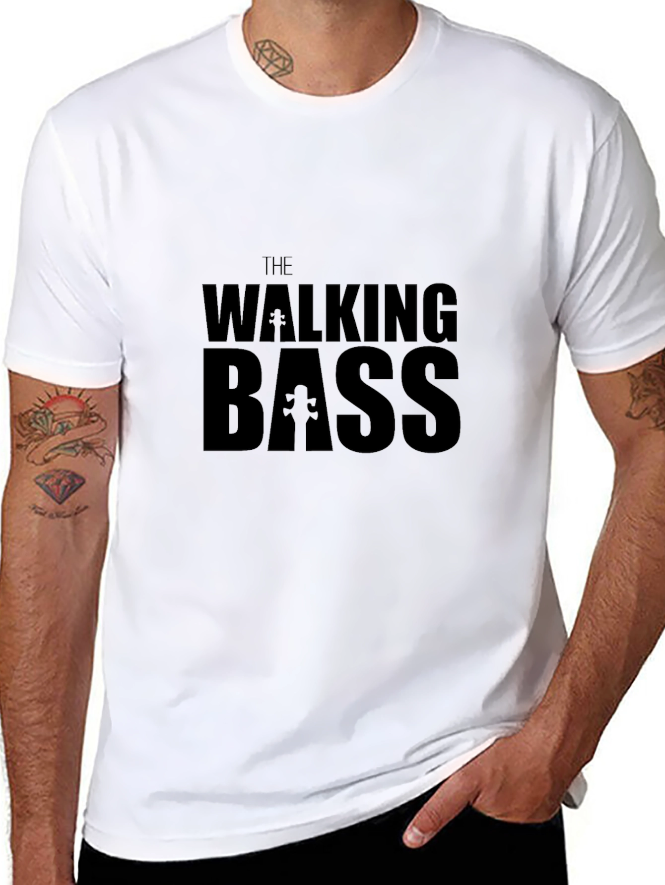 The Walking Bass Black T-Shirt - Funny Music Tee