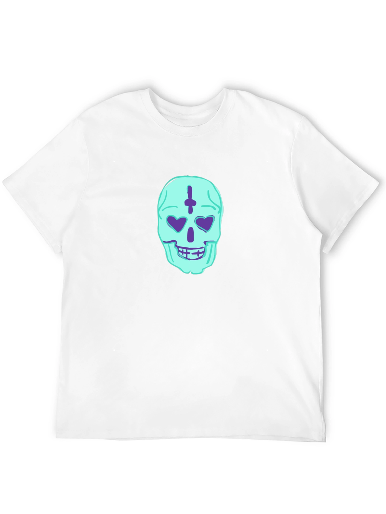 Skull Heart Eyes Graphic Tee - Black