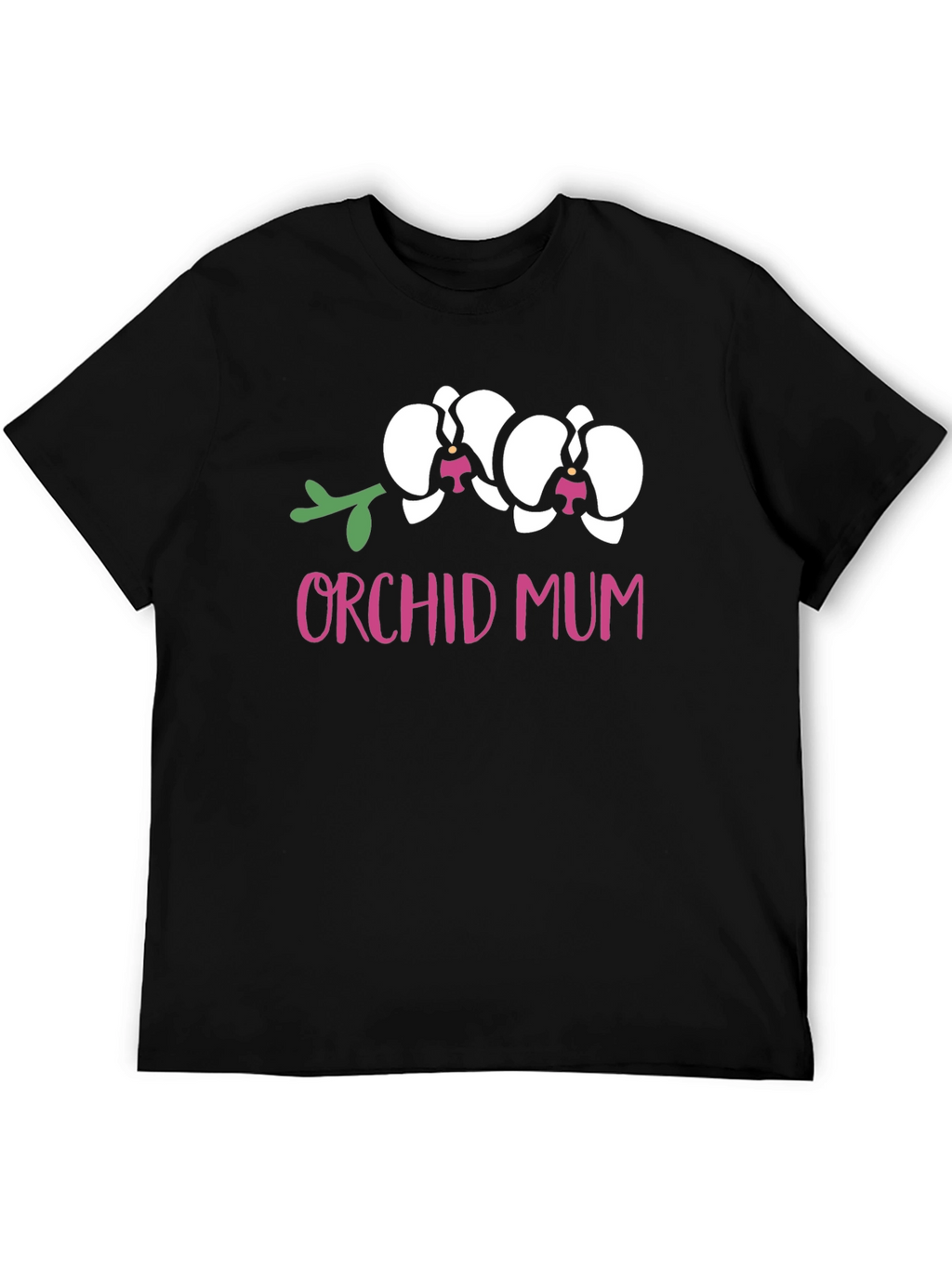 Orchid Mum Graphic Tee - Black Cotton T-Shirt