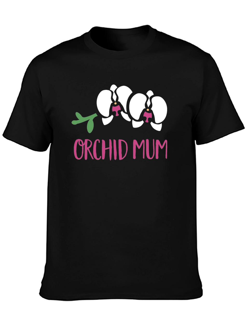 Orchid Mum Graphic Tee - Black Cotton T-Shirt