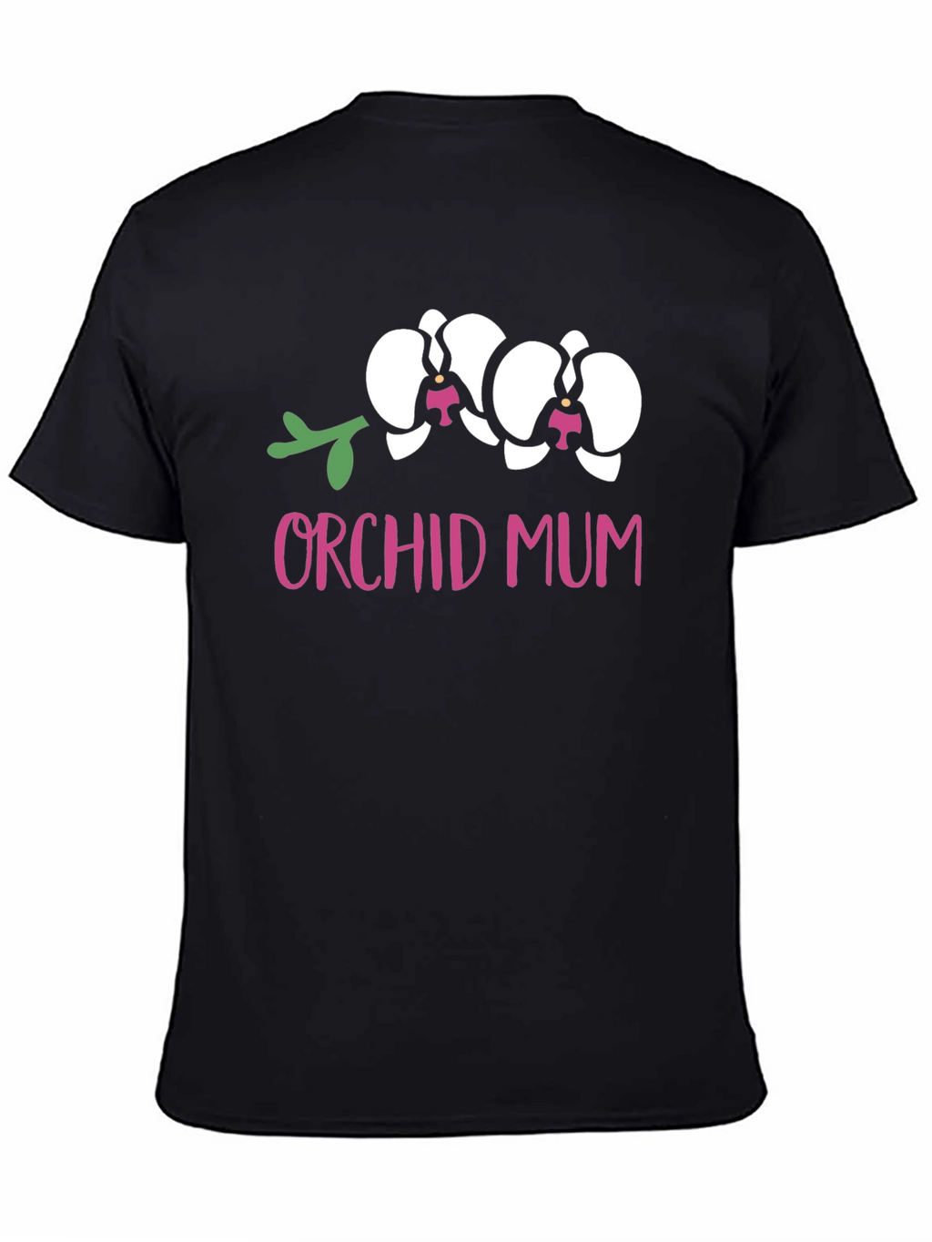 Orchid Mum Graphic Tee - Black Cotton T-Shirt