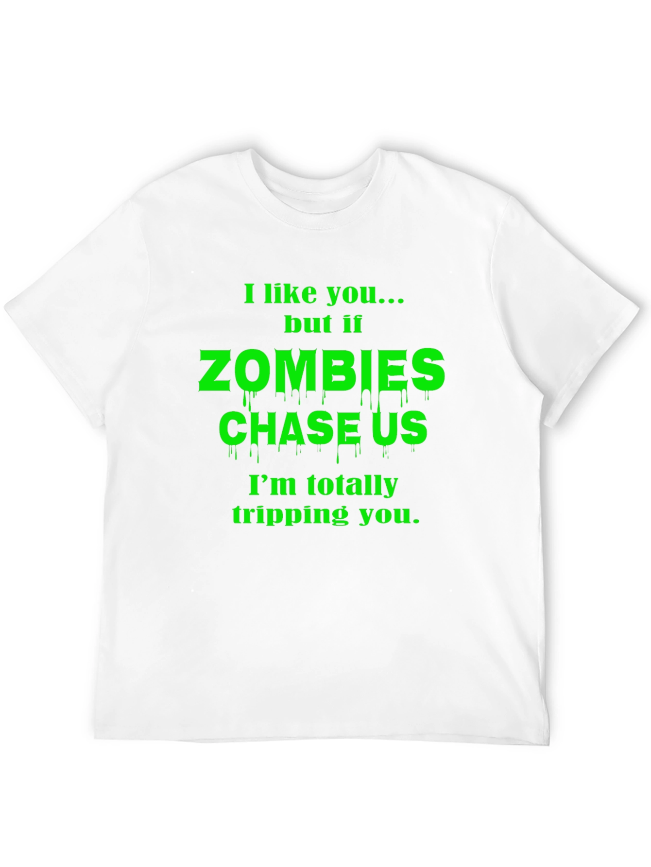 Zombie Chase Funny Graphic T-Shirt