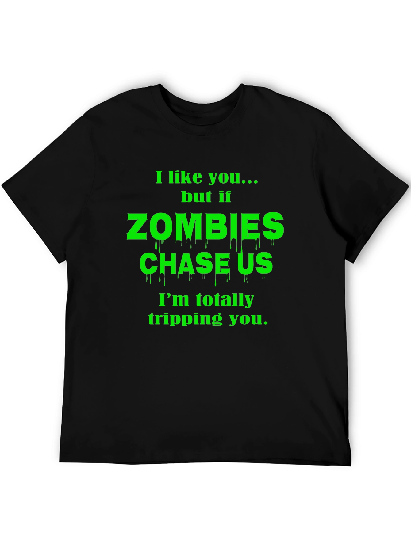 Zombie Chase Funny Graphic T-Shirt