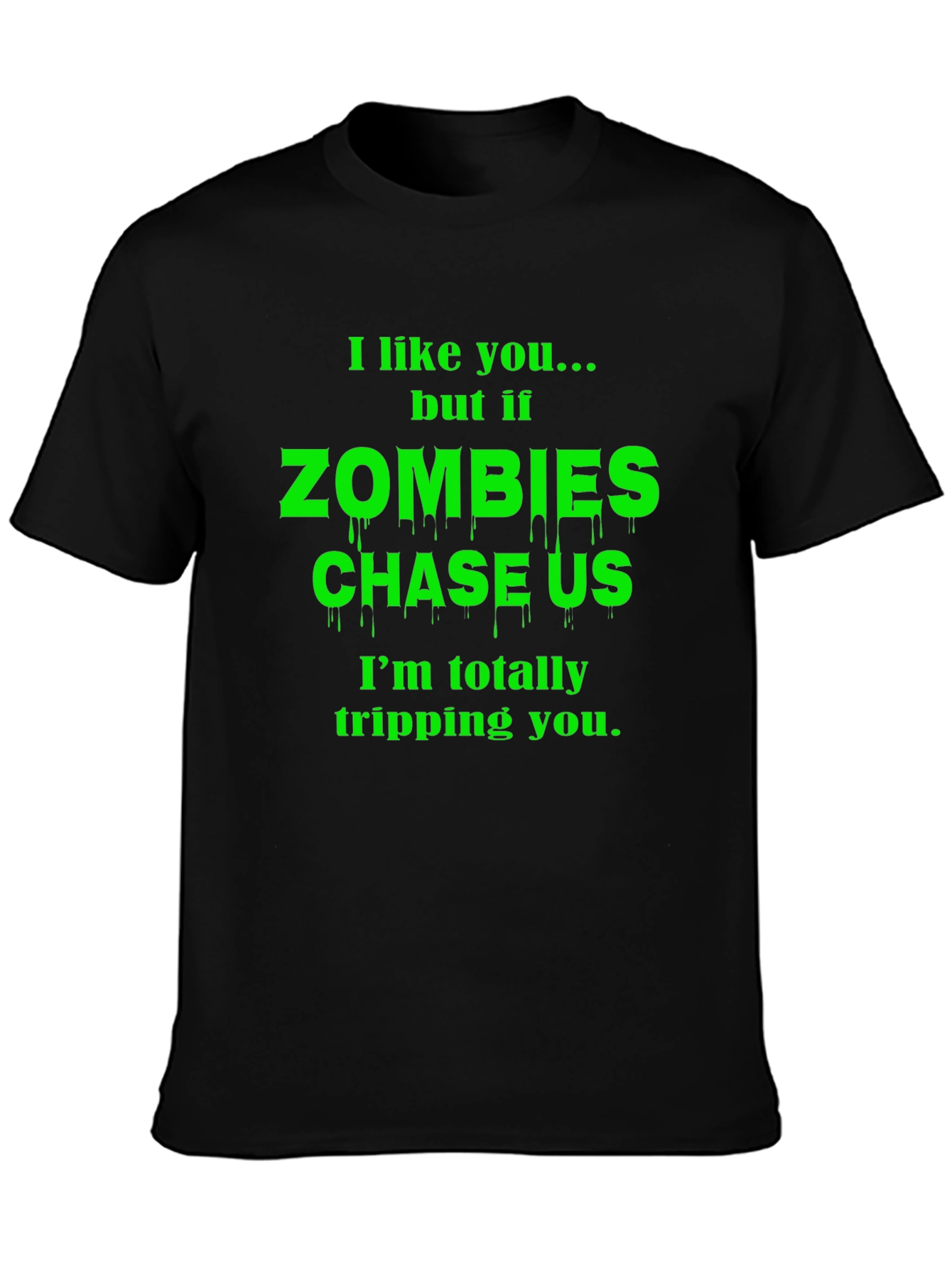 Zombie Chase Funny Graphic T-Shirt