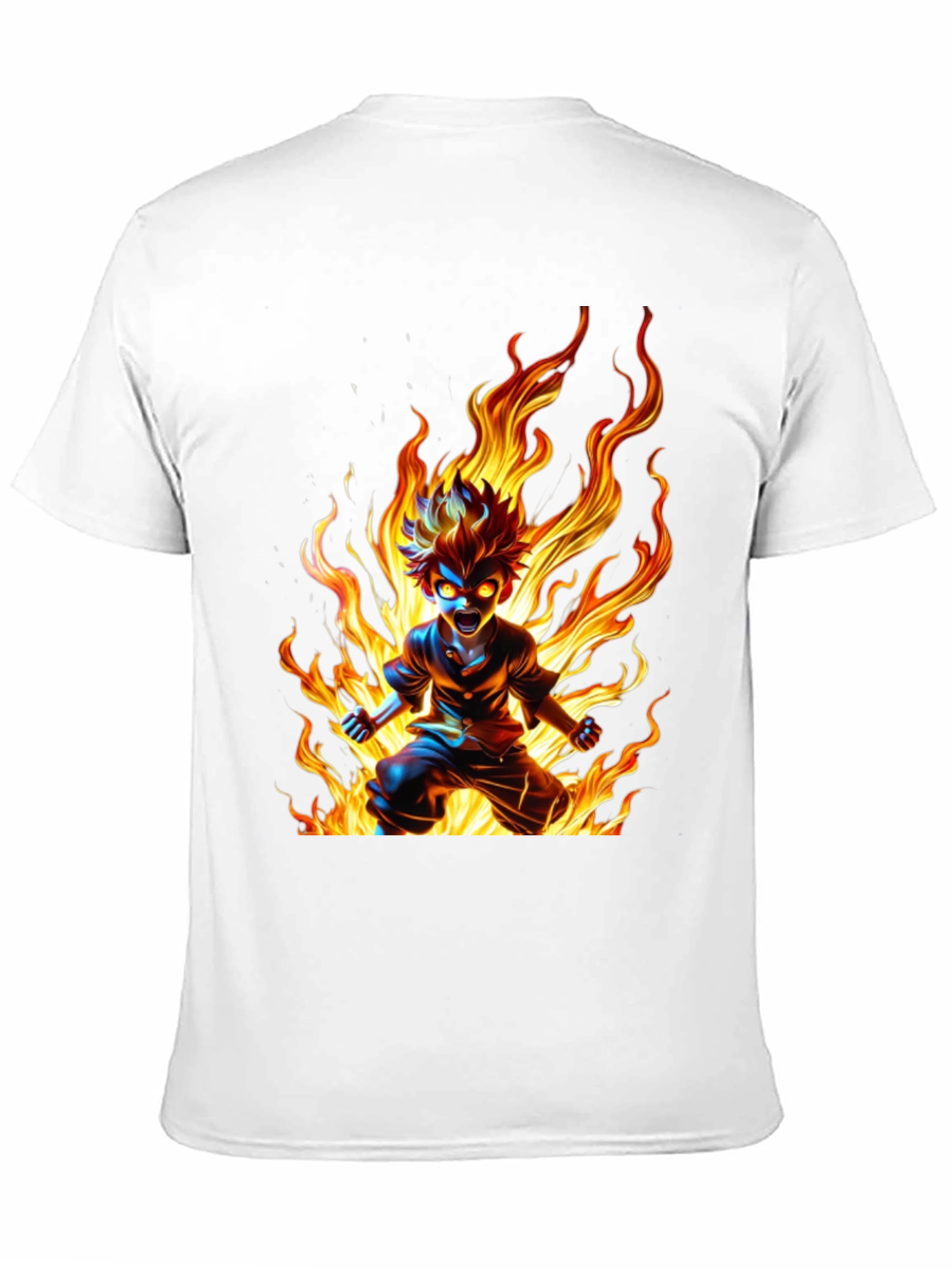 Anime Fire Fury Graphic Tee - Black