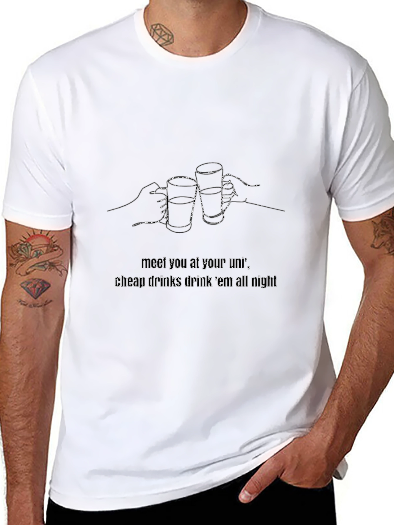 Cheers Graphic Tee - Black Casual T-Shirt