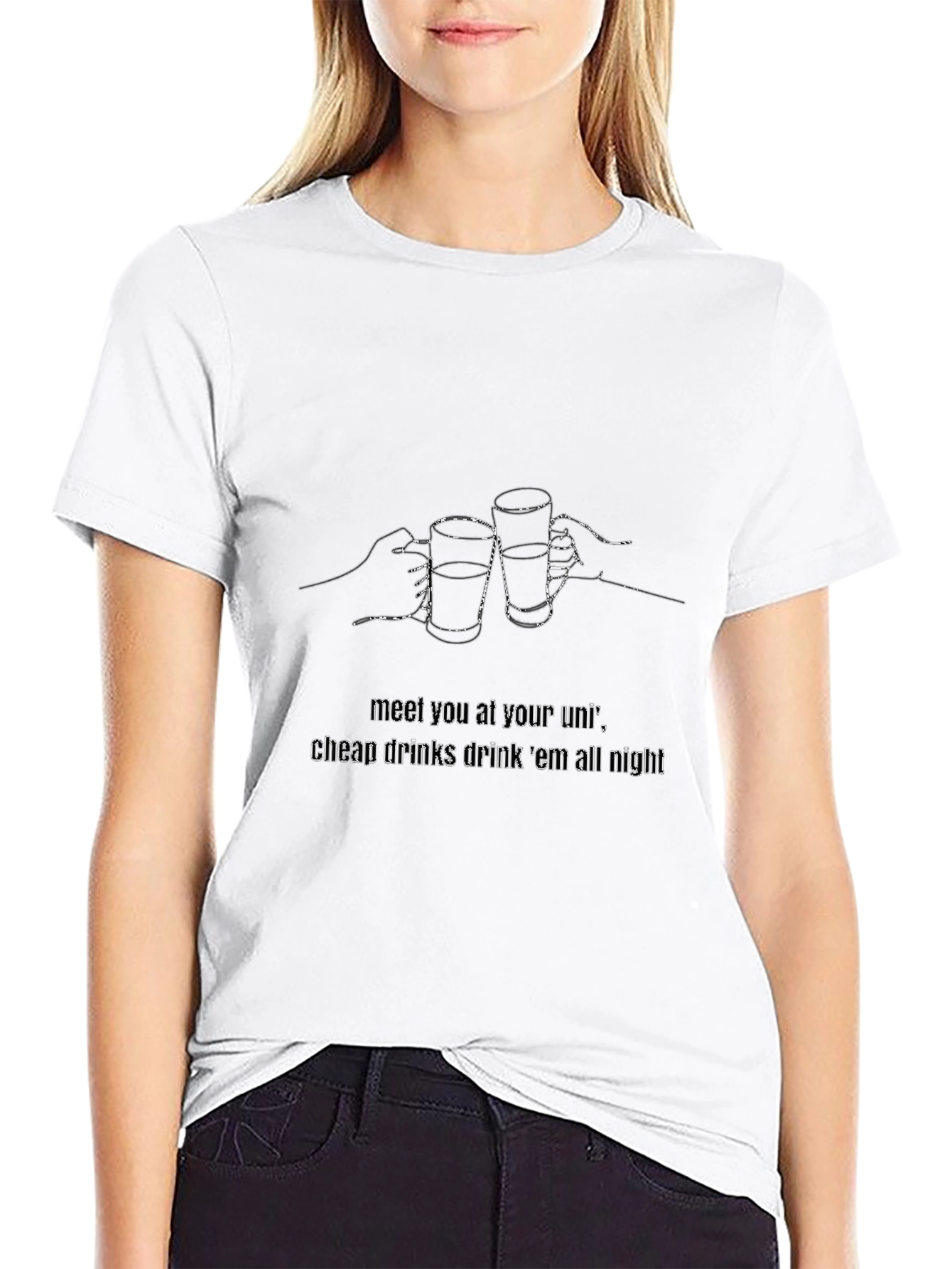 Cheers Graphic Tee - Black Casual T-Shirt