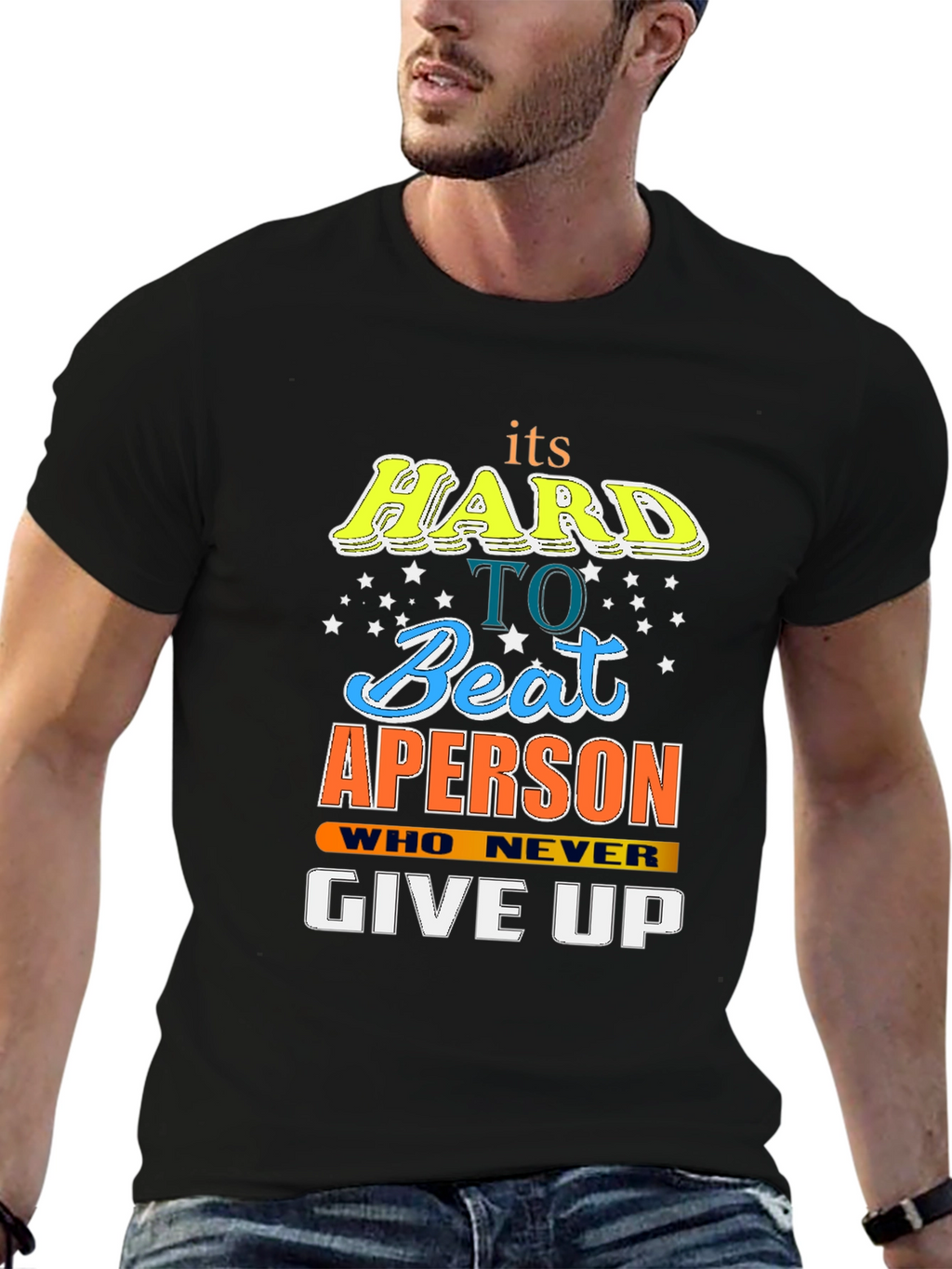 Motivational Black T-Shirt: Hard to Beat