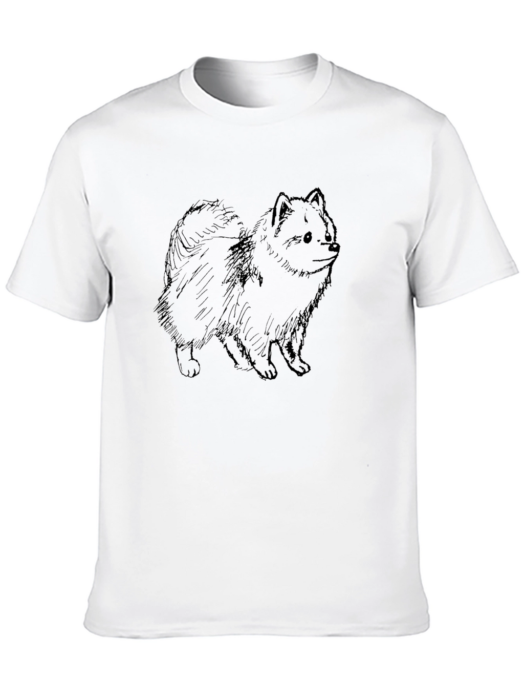 Cute Dog Sketch Graphic Tee - Black Cotton T-Shirt