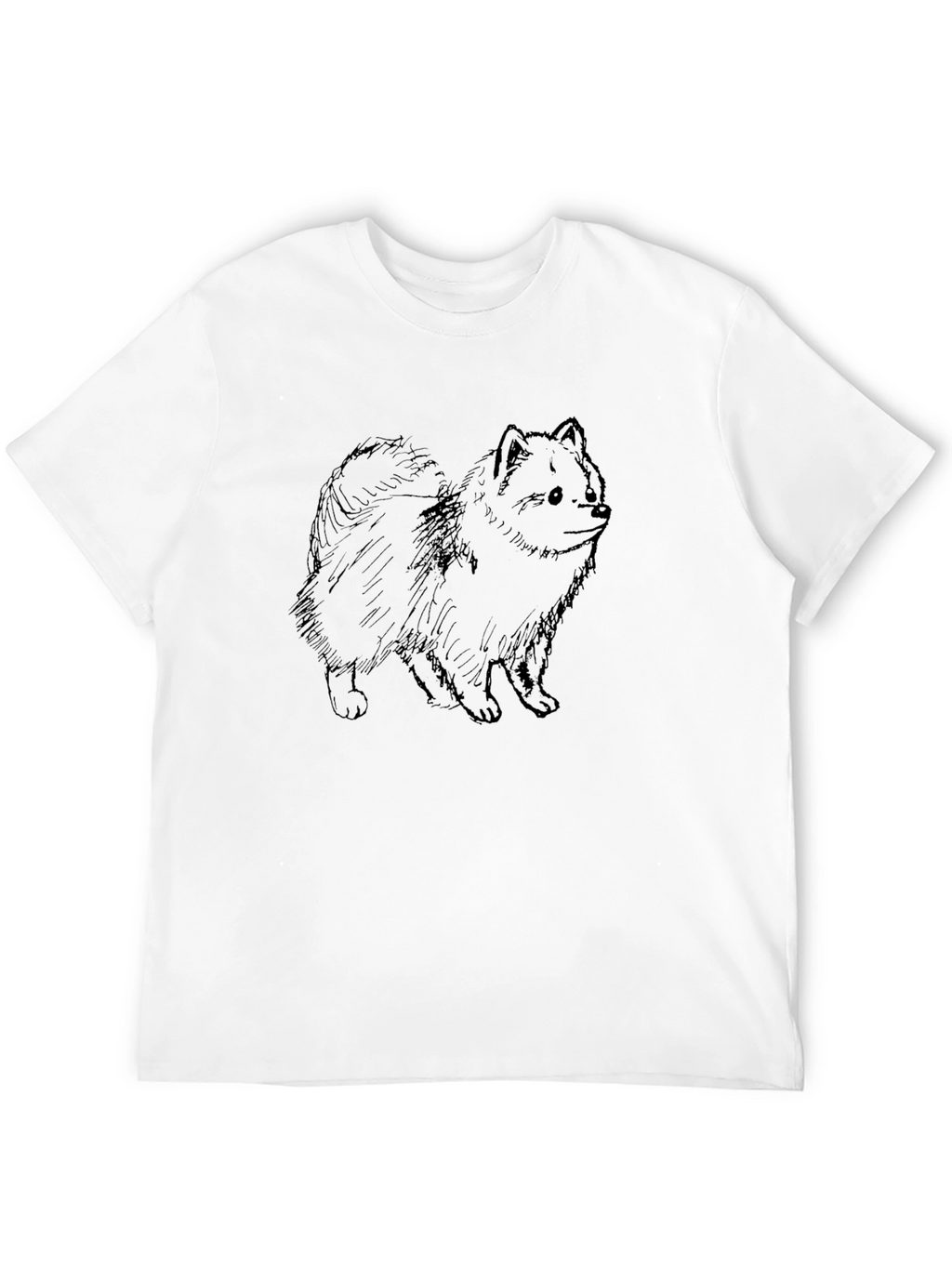 Cute Dog Sketch Graphic Tee - Black Cotton T-Shirt