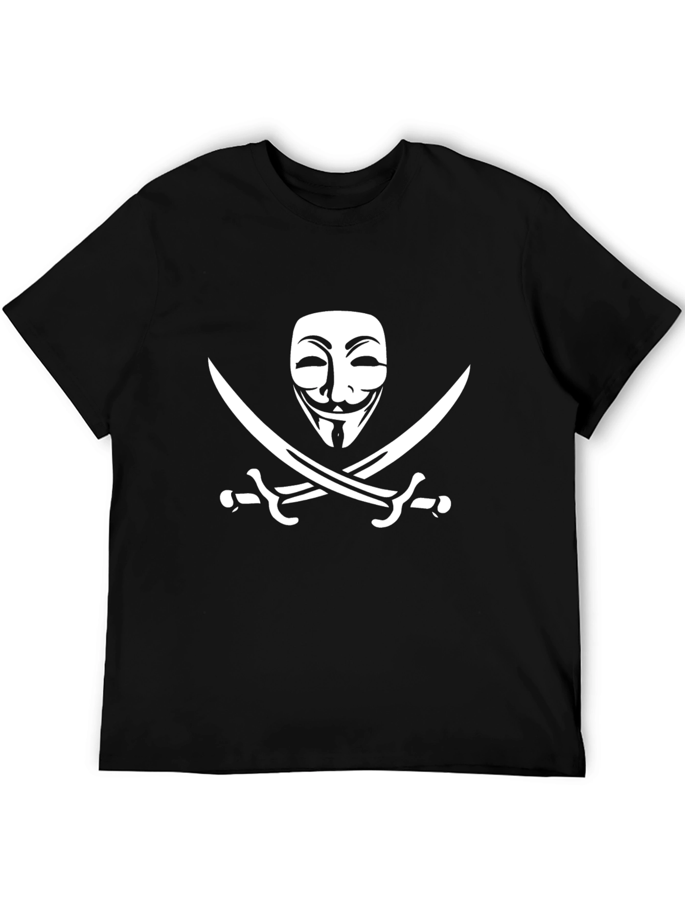 Anonymous Mask & Swords Graphic Black T-Shirt