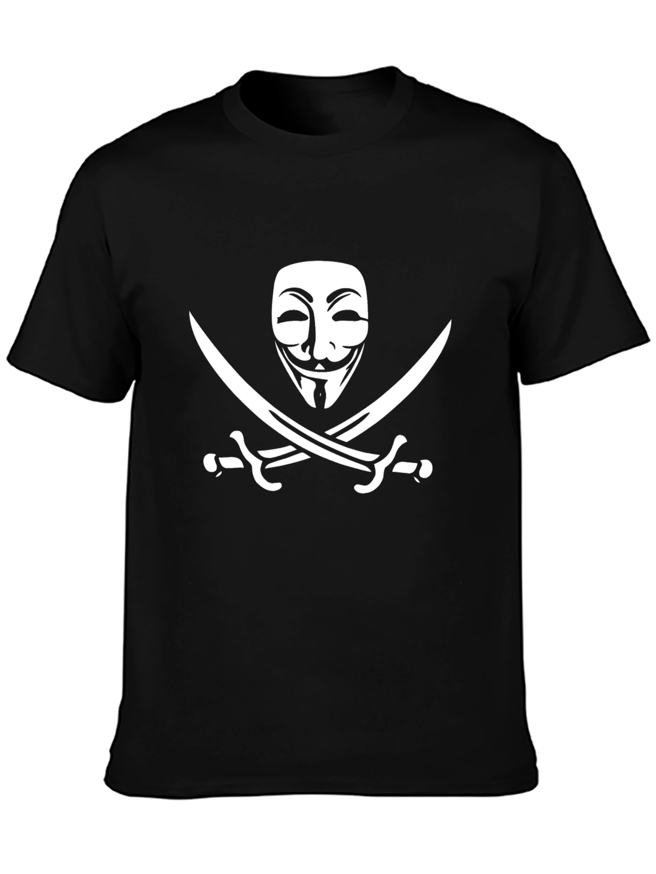 Anonymous Mask & Swords Graphic Black T-Shirt