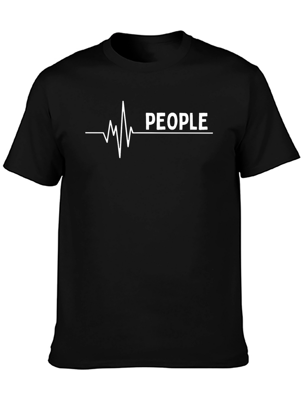 People Heartbeat Graphic Tee - Black Cotton T-Shirt