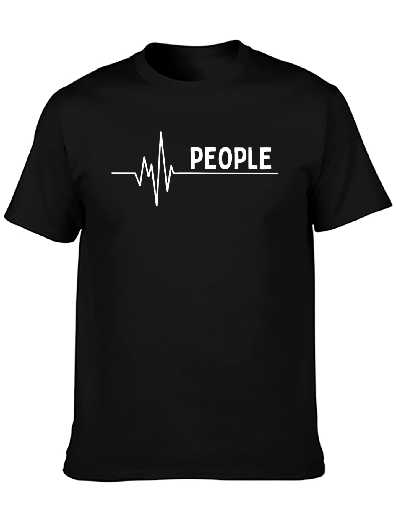 People Heartbeat Graphic Tee - Black Cotton T-Shirt