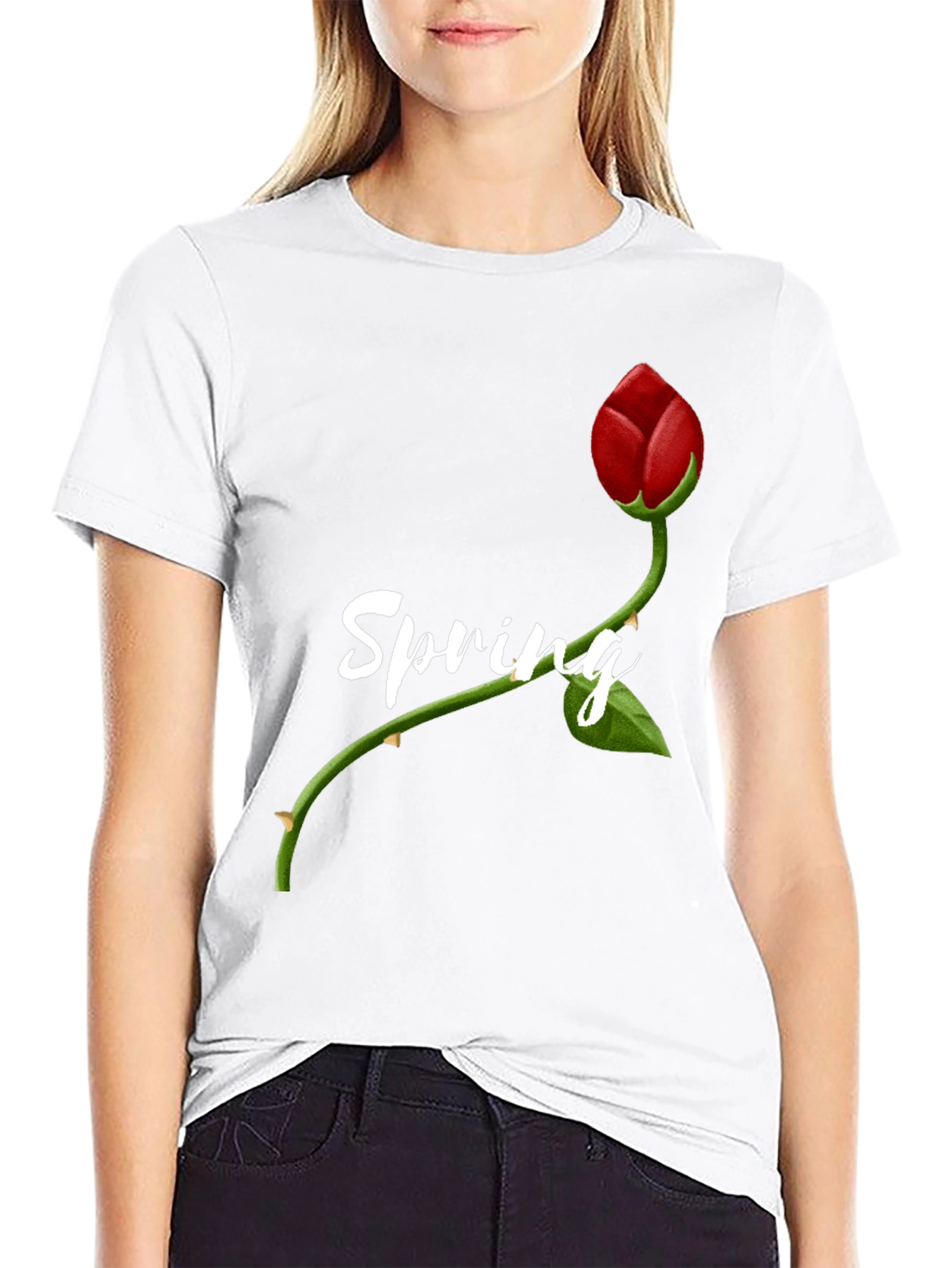 Spring Rose Graphic Tee - Stylish Mens T-Shirt