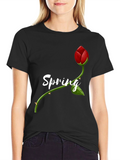 Spring Rose Graphic Tee - Stylish Mens T-Shirt