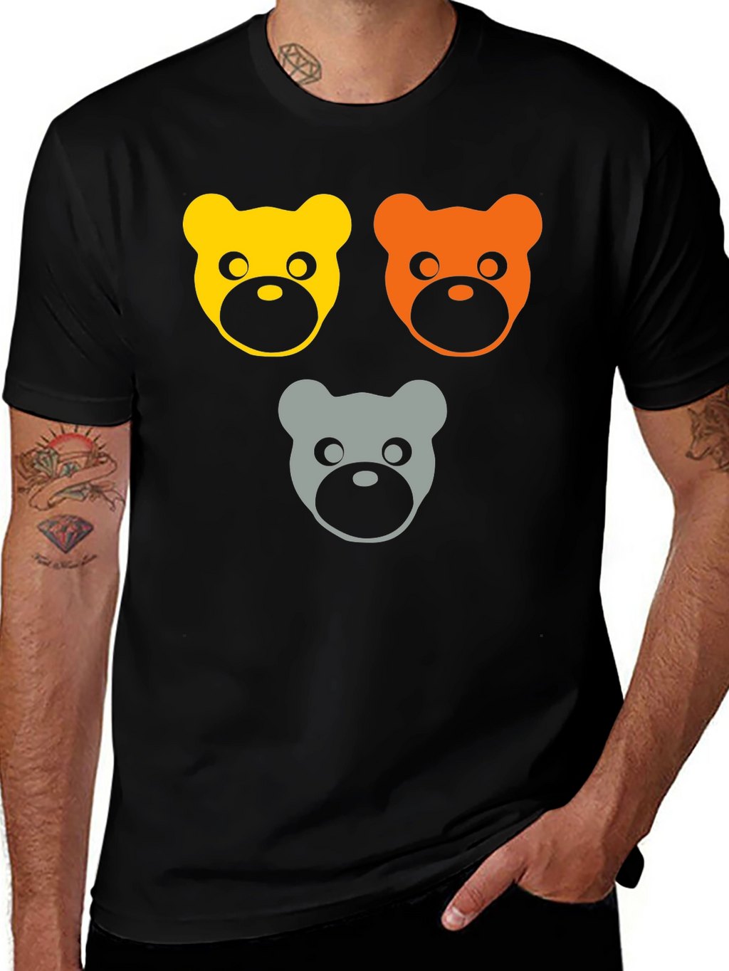 Cute Bears Graphic Tee - Black T-Shirt
